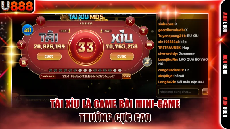 Tài Xỉu là game bài mini-game thưởng cực cao